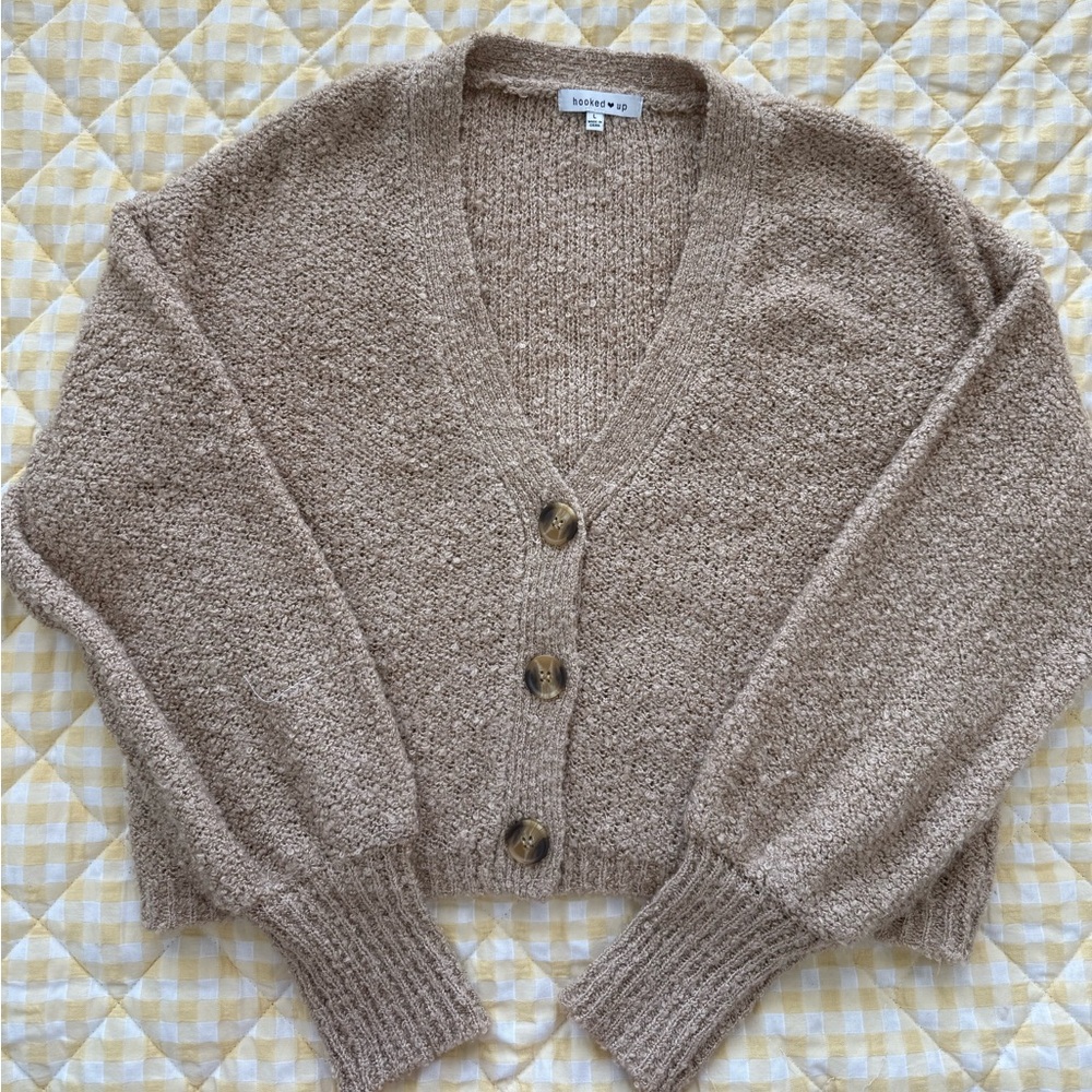 Tan Cardigan Sweater Large
